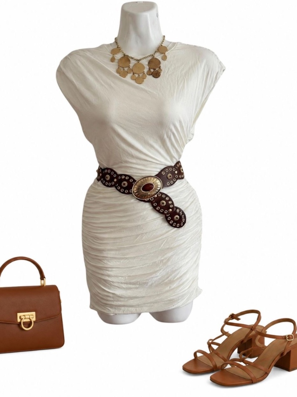 AKIRA NWT Ivory Ruched Mini Dress Size Small